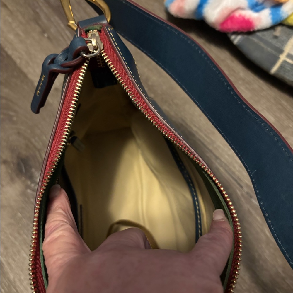 Dooney & Bourke Teal Leather Shoulder Bag - Picture 5 of 6